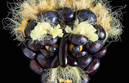 Faces made from Fruits and Vegetables