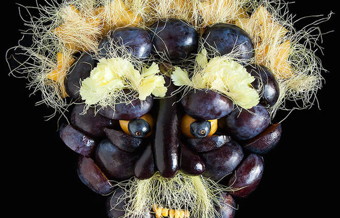 Faces made from Fruits and Vegetables