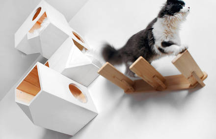 Geometrical Wooden Cat Tree