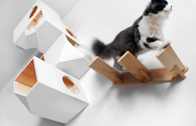 Geometrical Wooden Cat Tree
