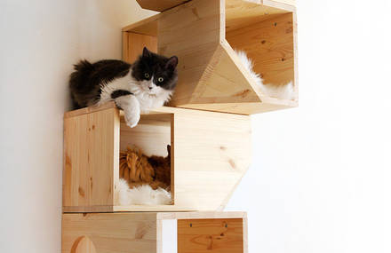 Geometrical Wooden Cat Tree