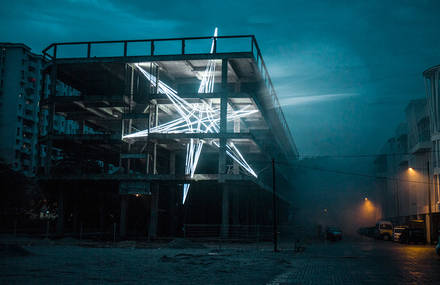 Giant LED Star Inside a Building in Malaysia