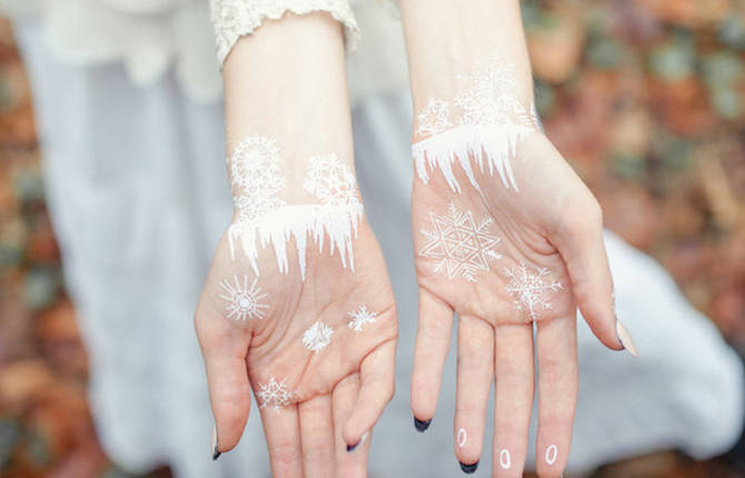 Temporary Inspiring White Tattoos for Winter