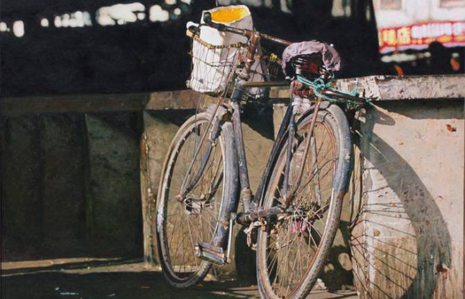 Photorealistic Bicyle Oil Paintings