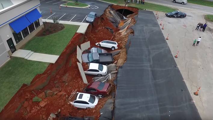 Drone Footage of the Sinkhole That Swallowed Cars