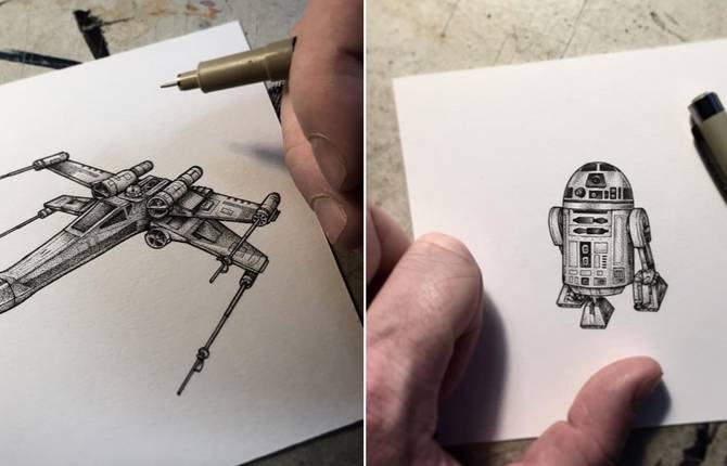 Star Wars Miniature Illustrations Made with Tiny Dots