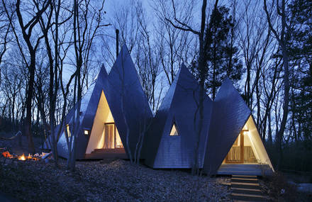 Tipi Houses in the Woods