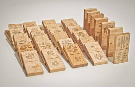 Wooden Domino Set With Hexagonal Shapes