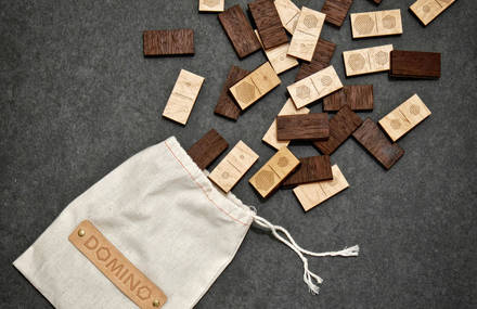 Wooden Domino Set With Hexagonal Shapes