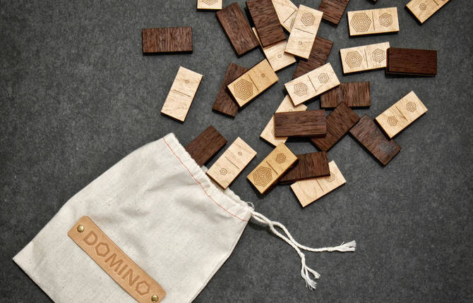 Wooden Domino Set With Hexagonal Shapes