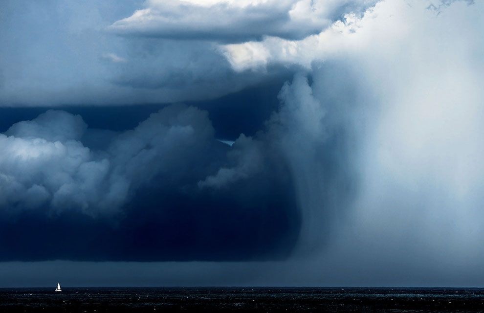 Megaburst Approaching. A sailor aboard his yacht tries to outrun a massive microburst off the coast of Sydney’s northern beaches. (Photo by Jeremy Piper:Australian Life Prize 2015)