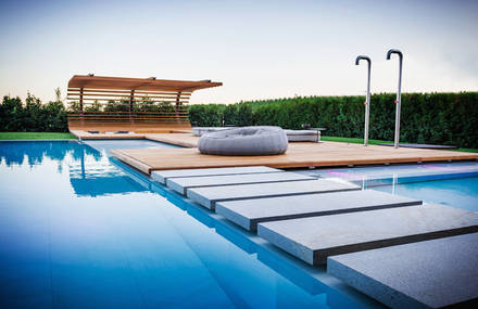 Private Pool With a Wooden Curved Terrace