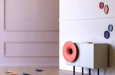 Bluetooth Music Cabinet with Trumpet-Shaped Speaker