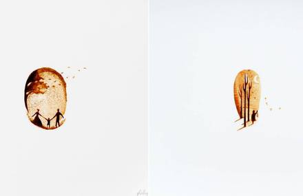 Intricate Fingerprints Paintings made with Coffee