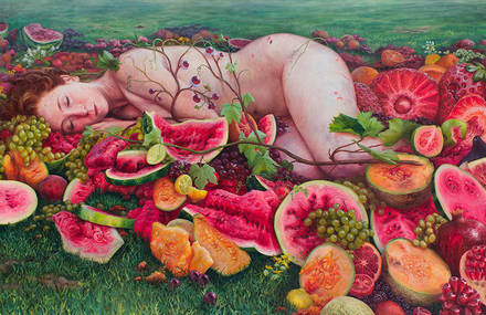 Fruits and Bodies Paintings by Alonsa Guevara