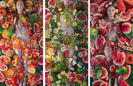 Fruits and Bodies Paintings by Alonsa Guevara