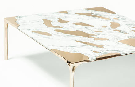 Marble & Bronze Coffee Table