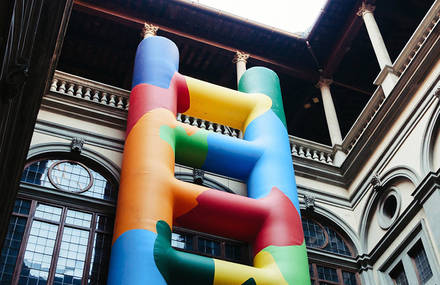 Colorful Ladder Installation in Italy’s Palazzo Strozzi