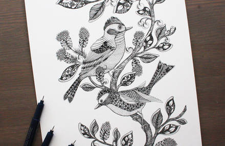 Poetic Black and White Ink Illustrations