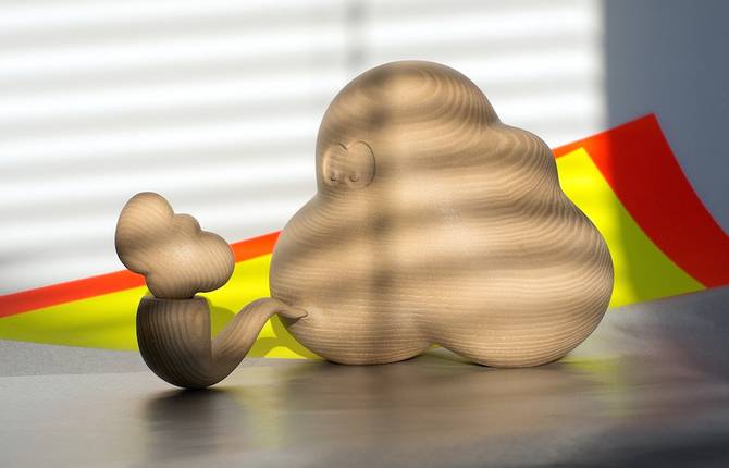 Smoking Clouds Wooden Sculpture