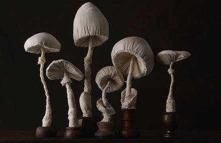 Toadstool Sculptures Crafted from Vintage Textiles