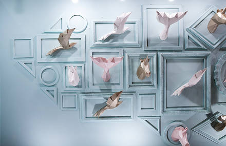 Beautiful Polygonal Paper Animals Installation