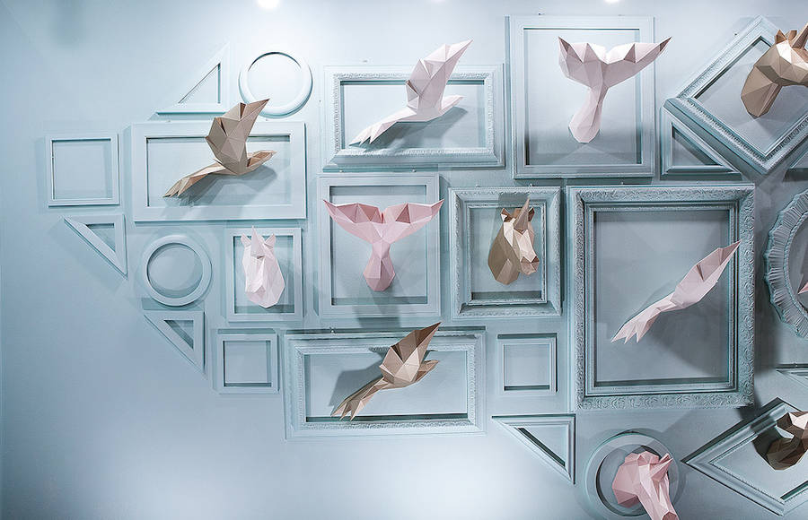 Beautiful Polygonal Paper Animals Installation