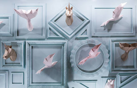 Beautiful Polygonal Paper Animals Installation