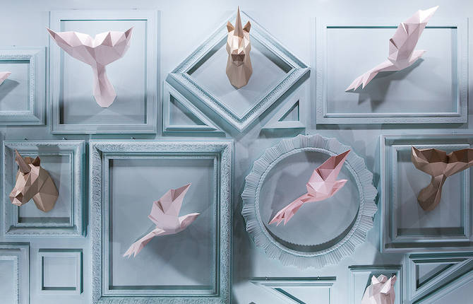 Beautiful Polygonal Paper Animals Installation
