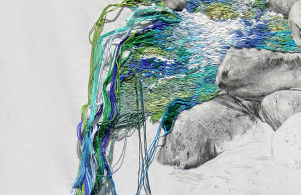 New Embroidered Landscapes Cascading Off Walls