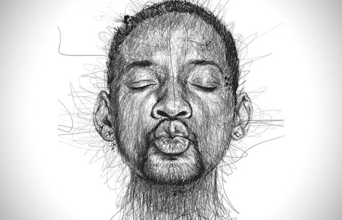 Celebrity Portraits Scribbling Without Lifting the Pen
