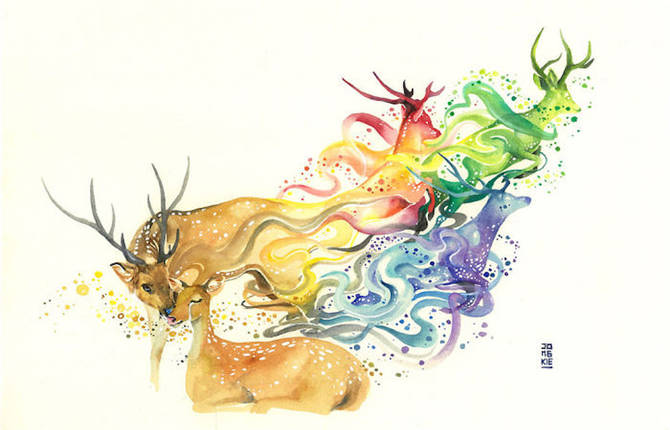 Dreamlike Colorful Watercolor Illustrations