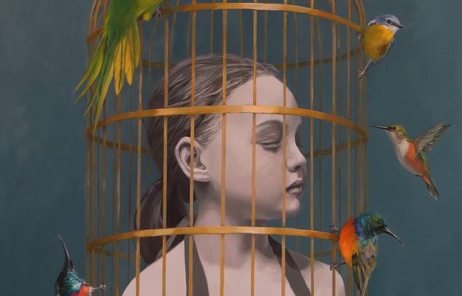 Dreamy Paintings of Girls with Birds