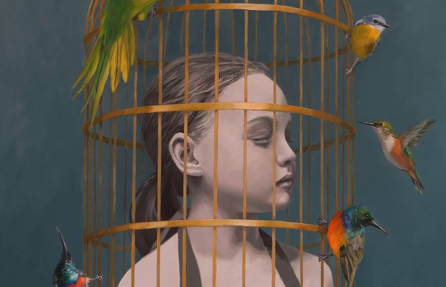 Dreamy Paintings of Girls with Birds
