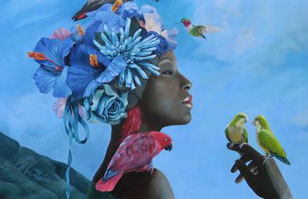 Dreamy Paintings of Girls with Birds