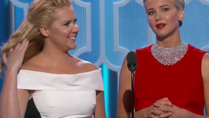 Amy Schumer & Jennifer Lawrence Golden Globes Comical Duo