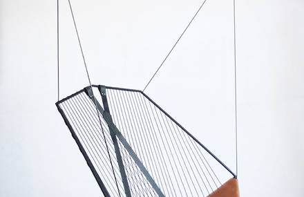 Leather and Steel Made Suspended Chair