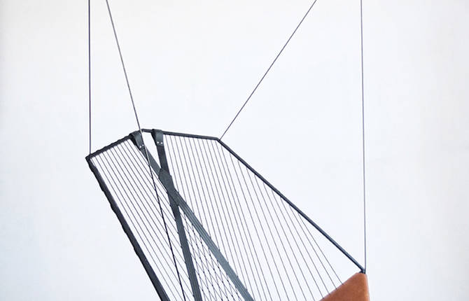 Leather and Steel Made Suspended Chair