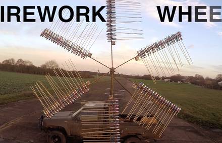 Firework Wheel Powered with a Rocket