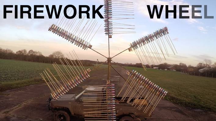 Firework Wheel Powered with a Rocket