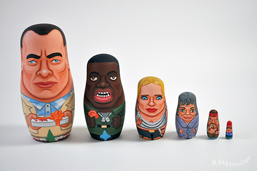 Forrest Gump Nesting Dolls.  Hand painted by Andy Stattmiller.