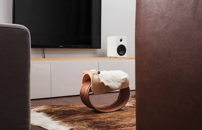 Wooden Rocking Horse Made with Recycled Copper Cables