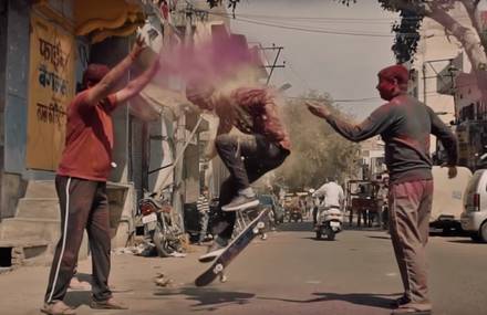 Skating The Holi Festival of Colors in India