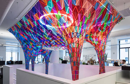 Colorful Stained Glass Installation by Softlab