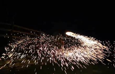 Spinning Burning Steel Wool
