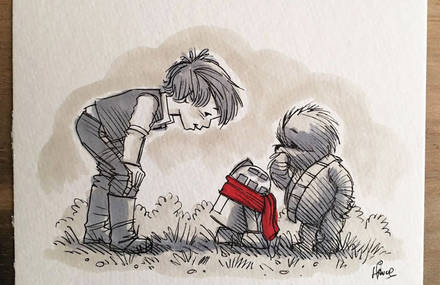 Star Wars Characters Drawn As Winnie The Pooh And Friends