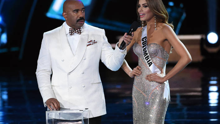 Miss Colombia Comes Face-to-Face with Steve Harvey