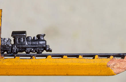 Trains on Rails Pencil Sculptures