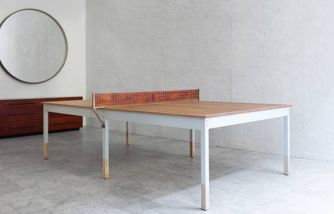 Wooden and Leather Ping-Pong Table