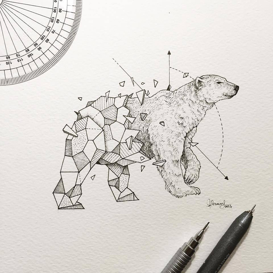 Lovely Half-Geometrical Drawings of Wild Animals 1